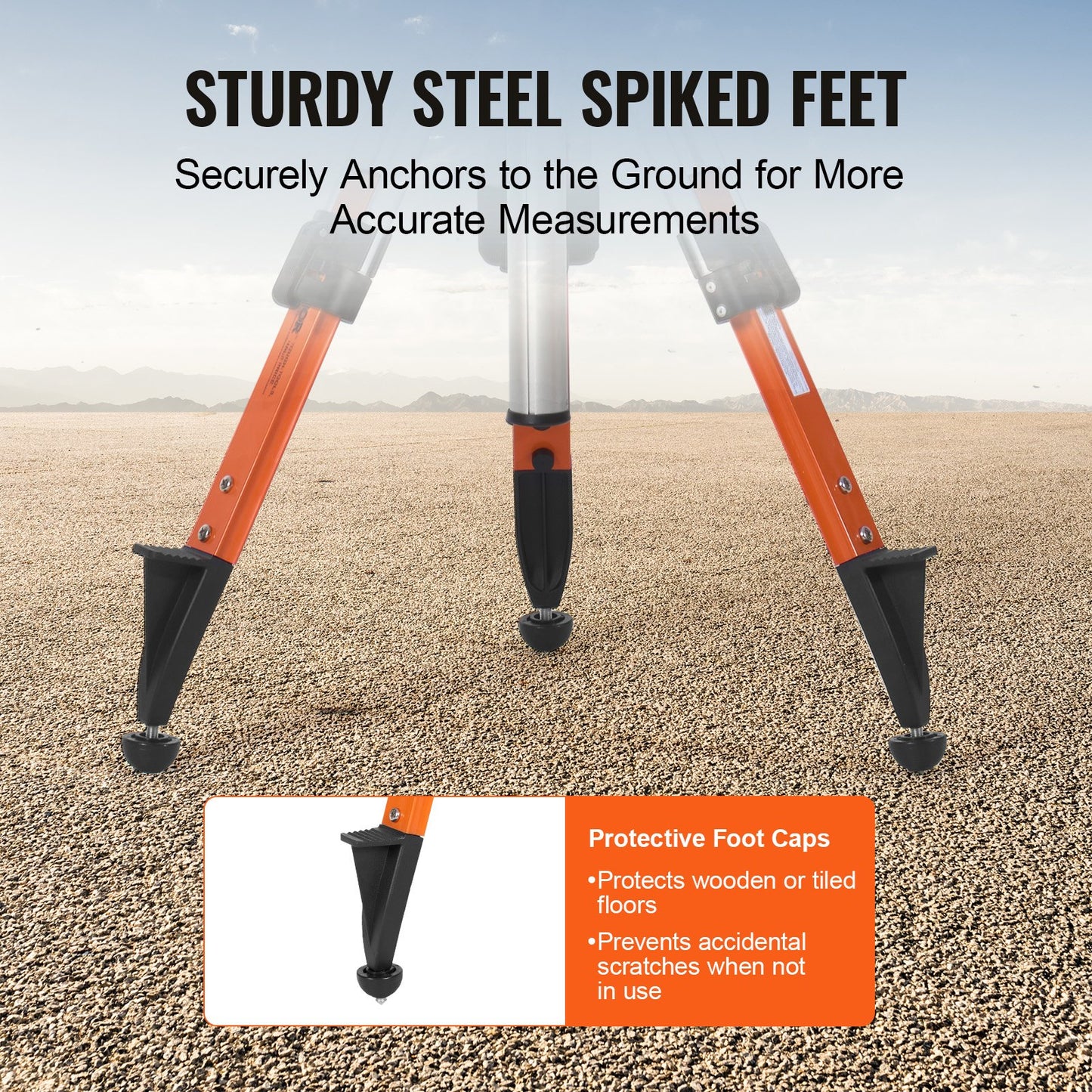 Stativ mit Laser-Nivelliergerät, 5/8"-11-Gewindeanschluss, 69–172 cm Höhenverstellung, robustes Vermessungsstativ mit Libelle und Diffusionsbegrenzer, ausklappbaren, rutschfesten Füßen für Baustellen