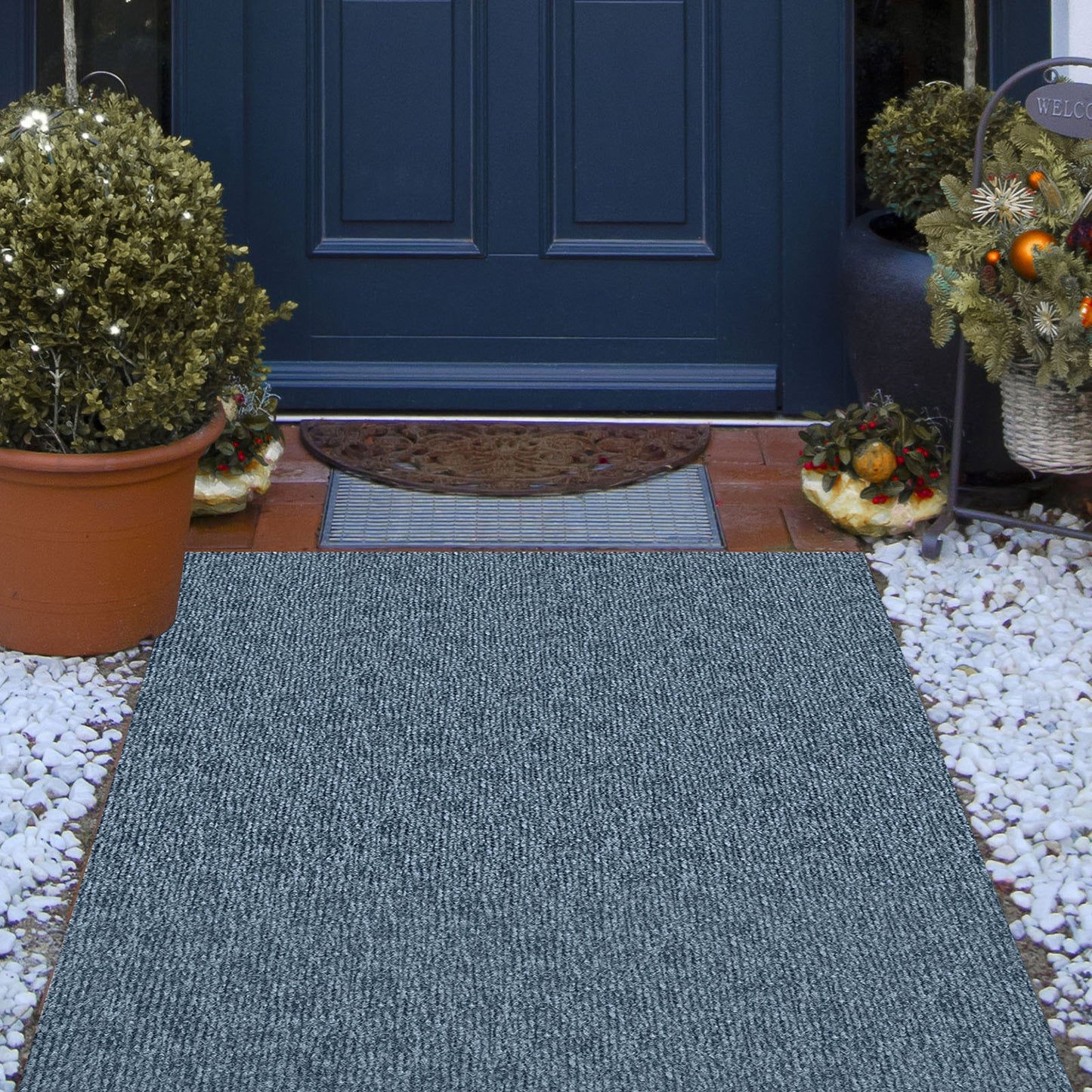 Indoor Outdoor Rug Carpet 5.9x39.3' Outdoor Rug with Waterproof Back Outdoor Rug for Patio Porch Deck Garage Outdoor Area Rug Runner Anti-Slide Porch Rug No Mildew Kitchen Rugs(Grey,12M)