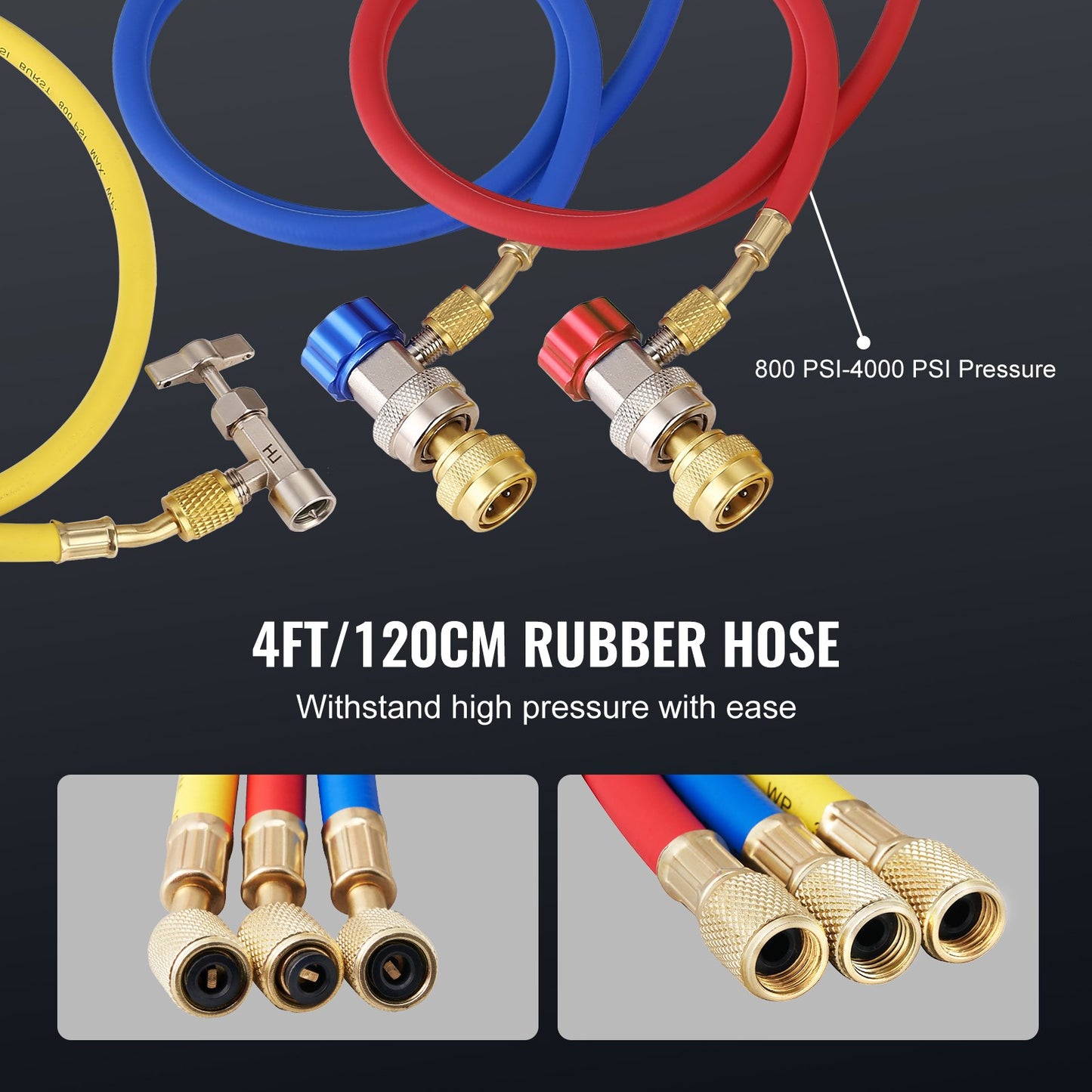 1/5 PS 3,5 CFM Klimaanlagen-Vakuumpumpen- und Manometer-Set, einstufige Drehschieber-Vakuumpumpe für HLK-Kältemittel, Kältemittel-Set mit Verteiler und Manometer, inklusive dreifarbiger Schlauchtasche, geeignet für R134a und R1234yf