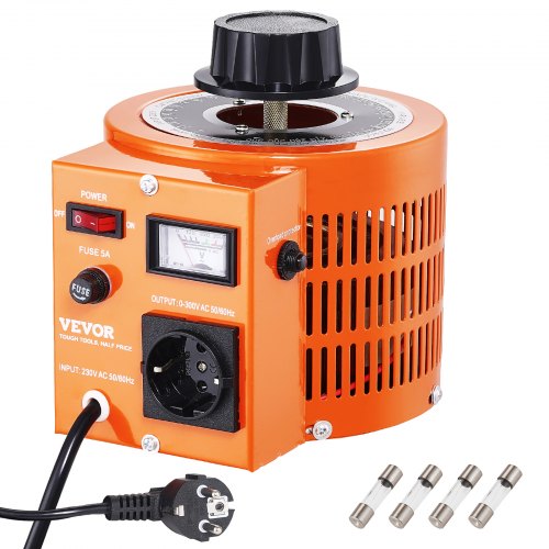 1000 VA Auto-Spannungsregler, 3,3 A, 230 V Eingang, 0–300 V Ausgang, Netzteil mit 4 zusätzlichen Sicherungen und Thermoschalter für Haushalt, Industrie und Büro, CE-zertifiziert