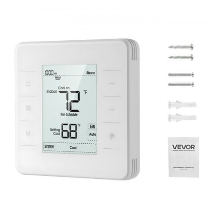 7-Day Programmable Thermostat, Home Thermostats for Heat Pump,Air Conditioner,Underfloor Heating, LED Screen with Backlight & 1Cool+1Heat,Energy-Efficient,Wide Temp Range,White