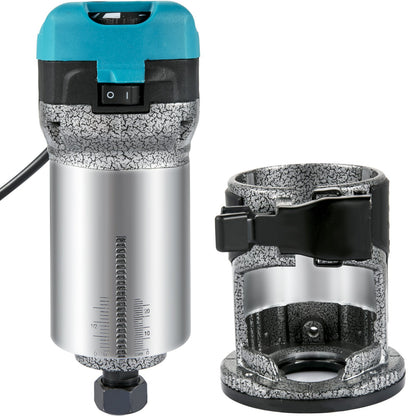 Router Tool, 710W Wood Router, Router for Woodworking with Three Router Collets, Wood Router Tool with Fixed Base, Woodworking Router with Aluminum Shell and 13000 - 33000 r/min Rotating Speed