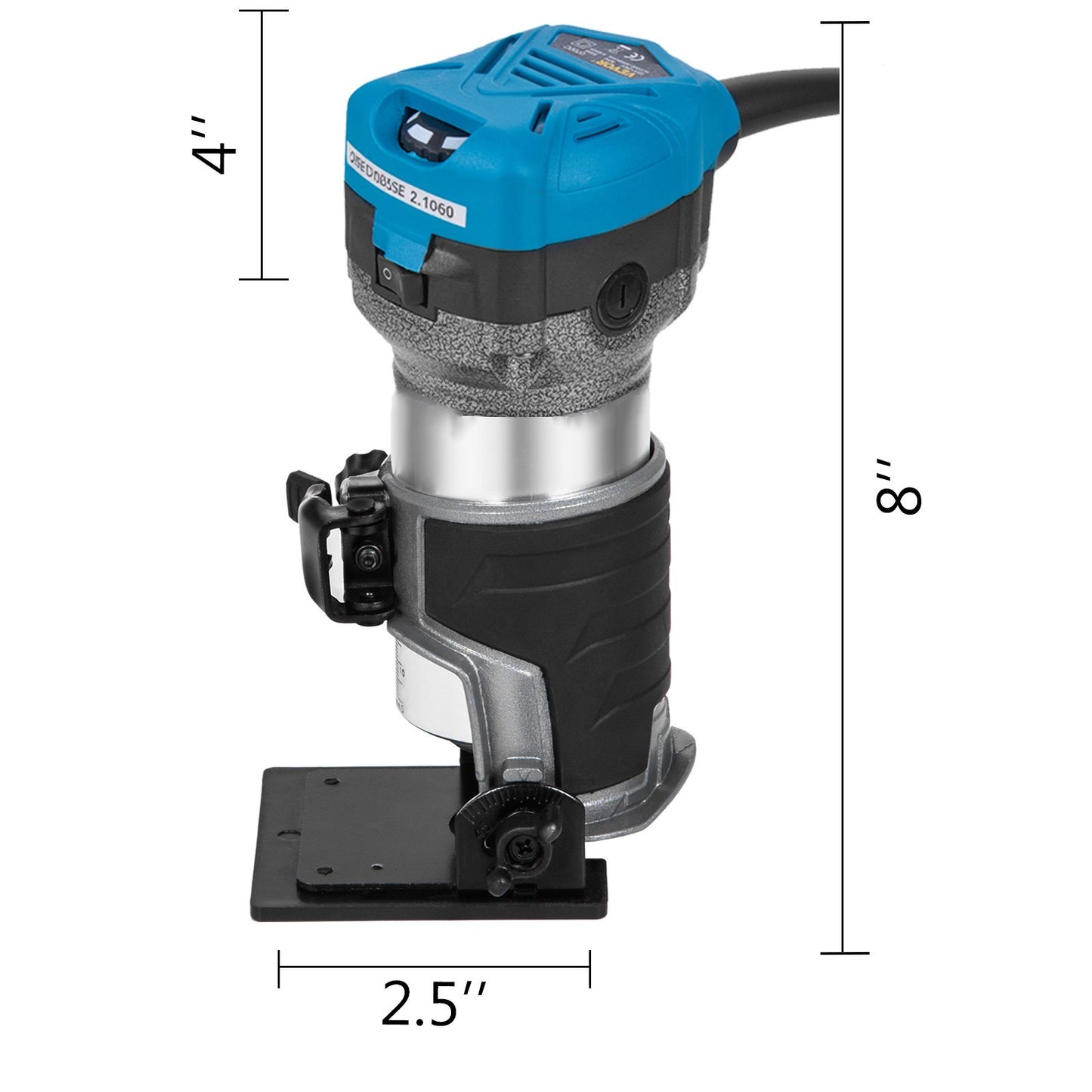 800W Max Torque Variable Speed 30,000RPM Compact Router with Collets 6.4 mm & 9.5 mm 1 x Plunge Base & 1 x Tilt Base 220V