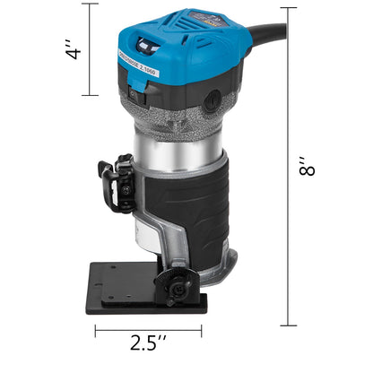 800W Max Torque Variable Speed 30,000RPM Compact Router with Collets 6.4 mm & 9.5 mm 1 x Plunge Base & 1 x Tilt Base 220V