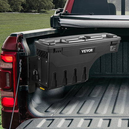 Truck Bed Storage Box, Lockable Lid, Waterproof ABS Wheel Well Tool Box 6.6 Gal/20 L with Password Padlock, Compatible with Dodge Ram 1500 2019-2021, Driver Side, Black
