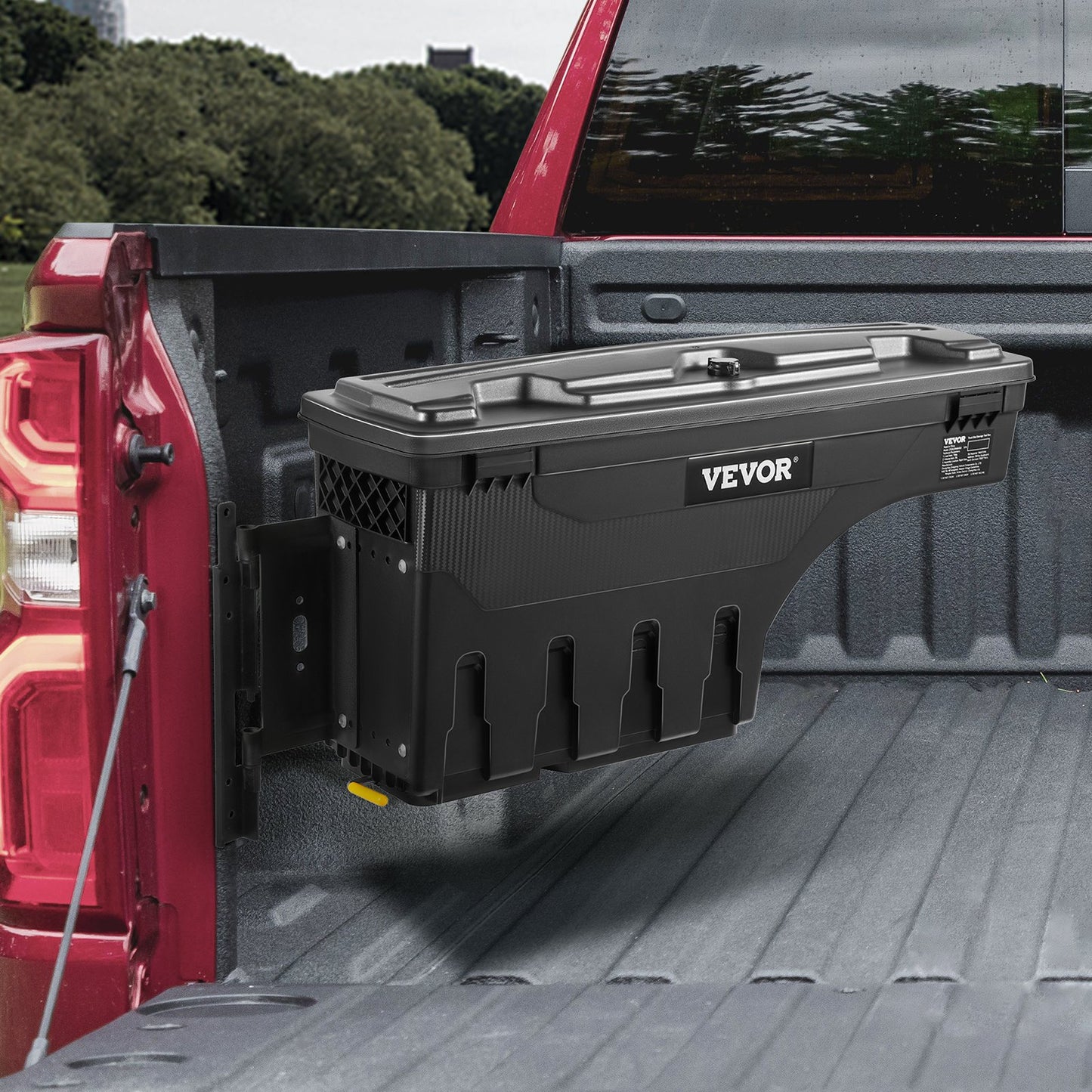 Truck Bed Storage Box, Lockable Lid, Waterproof ABS Wheel Well Tool Box 6.6 Gal/20 L, Compatible with Chevrolet Silverado 1500 GMC Sierra 1500 2019-2020, Driver Side, Black