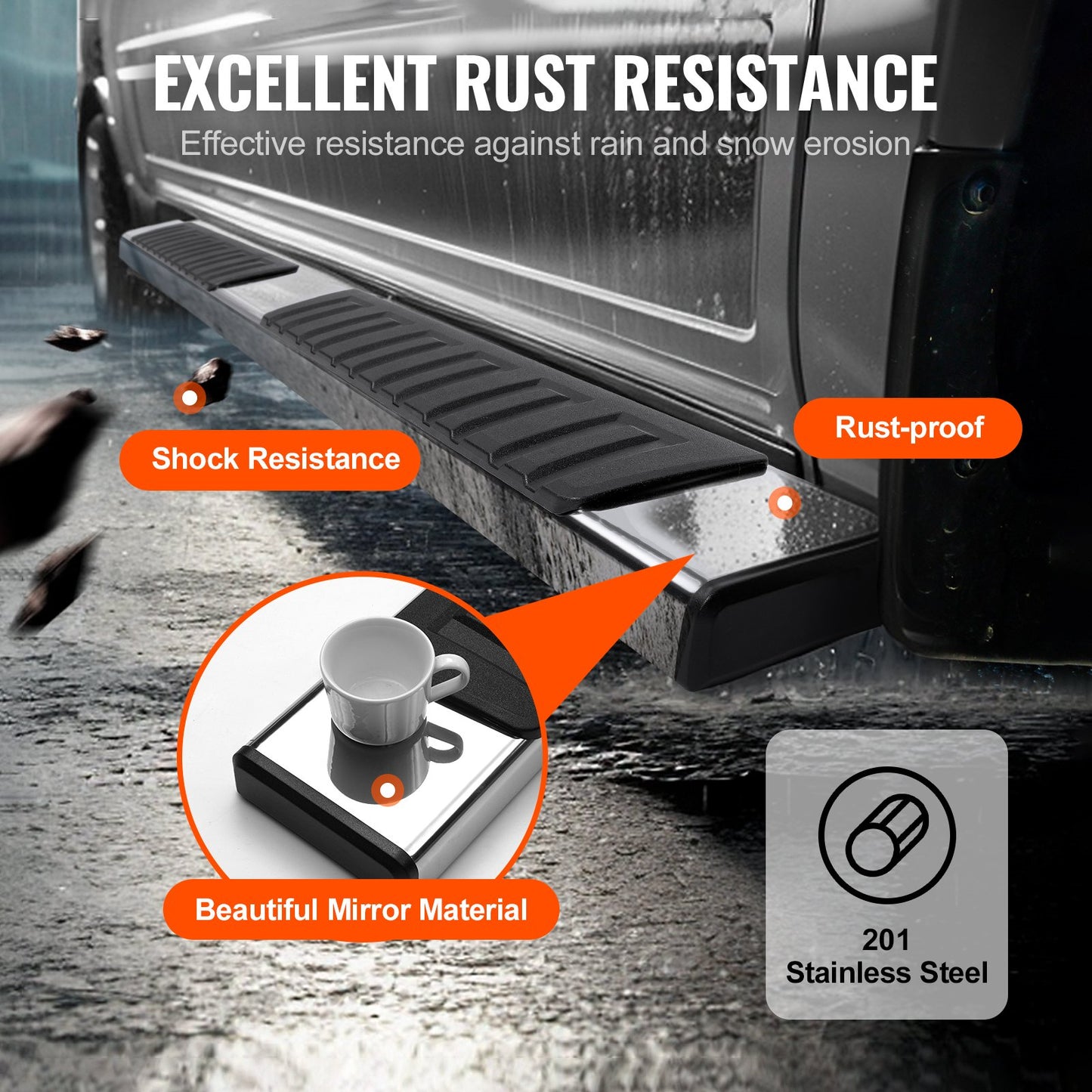 Running Boards, 6" Step Bars Compatible with 2015-2023 Ford F150-Crew Cab/2017-2023 Ford F-250 F-350 Super Duty Crew Cab, 201 Stainless Steel Side Steps Nerf Bars, 500LBS Capacity, 2 Piece