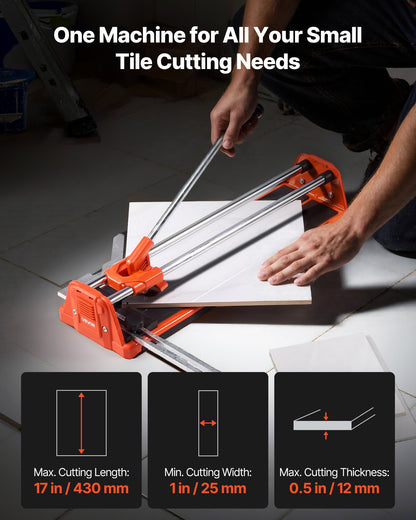 430mm Manual Tile Cutter for Wall & Polished Tiles,Double Rails for Precise Cutting, Tungsten Carbide Wheel,Non-Slip Handle,Anti-Displacement Pressure Rod,Precise Cuts for Pros & Beginners