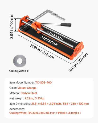 430mm Manual Tile Cutter for Wall & Polished Tiles,Double Rails for Precise Cutting, Tungsten Carbide Wheel,Non-Slip Handle,Anti-Displacement Pressure Rod,Precise Cuts for Pros & Beginners