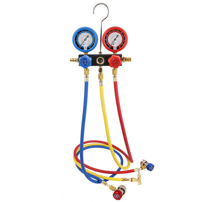 186 W (1/4 PS), 267 l/min (4,5 CFM) Klimaanlagen-Vakuumpumpe mit Manometer, einstufige Drehschieber-Vakuumpumpe für Klimaanlagen, Kältemittel-Set mit Manometer, inklusive dreifarbiger Schlauchtasche, geeignet für R134a und R410a