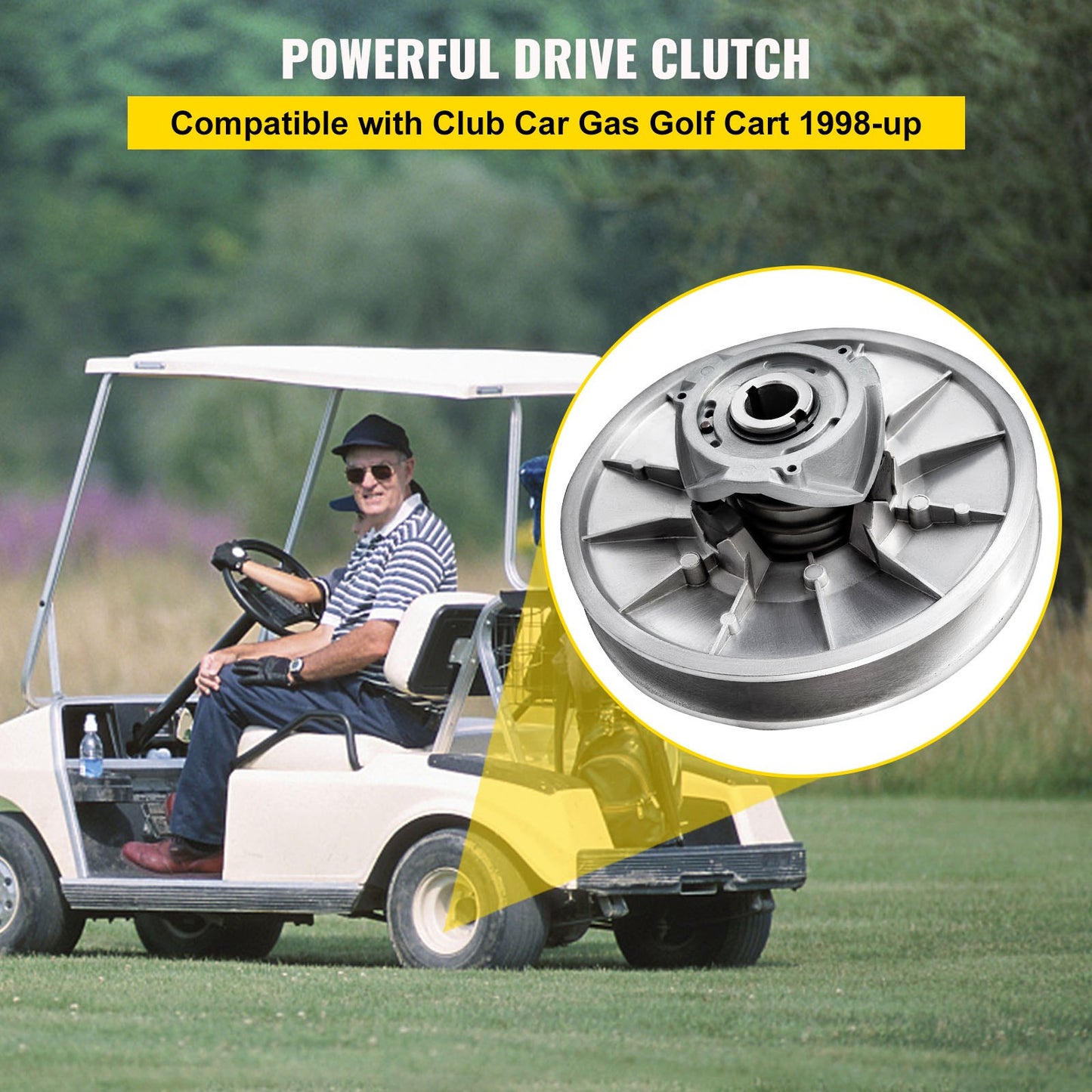 Golf Cart High Torque Driven Clutch for Club Car DS & Precedent 1997 to Up Club Car 4-Cycle Gas Golf Cart Model, Silver