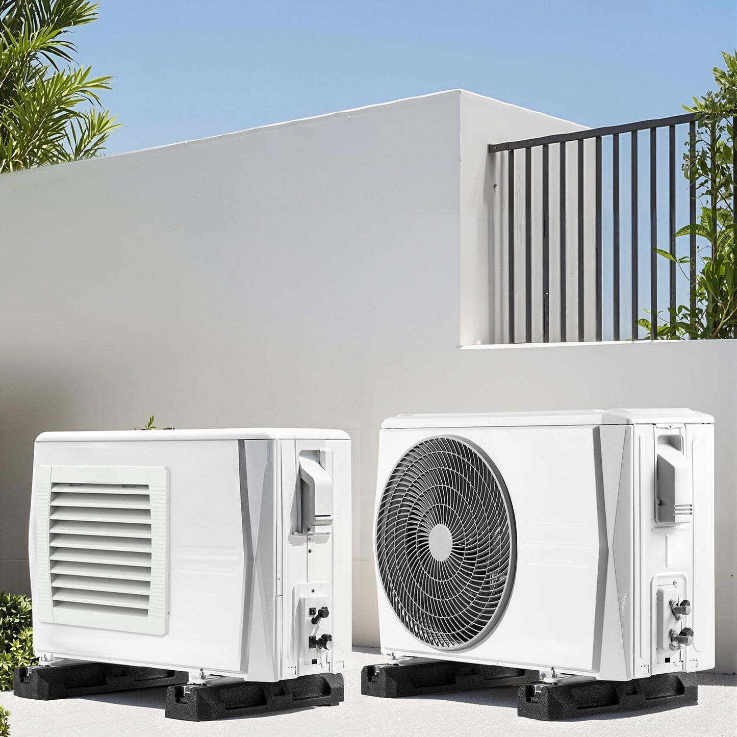 Floor Mounting Base Kit for Mini Split Air Conditioning Systems, Floor Mounting Ground Base Pad for 9000-36000BTU AC Heat Pump System, Heavy-Duty Rubber Anti-Vibration Pads, Max Load 1000kg