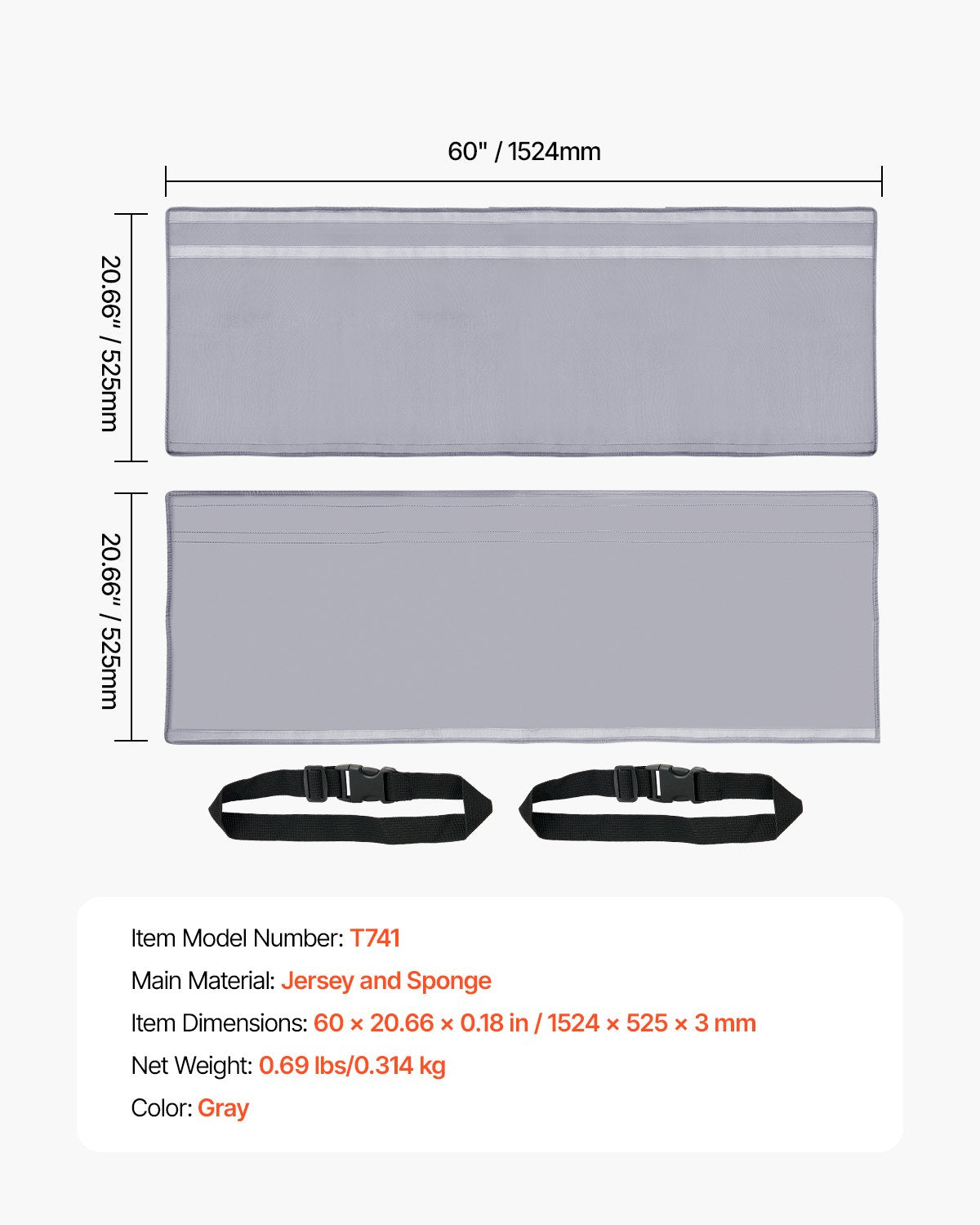 Air Conditioner Hose Cover Wrap, Portable AC Hose Duct Vent Cover Sleeve, Insulation Sleeve for 5 & 5.9" Diameter Exhaust Hoses Tube, Easy Installation with 2 Adjustable Buckle Straps, Gray