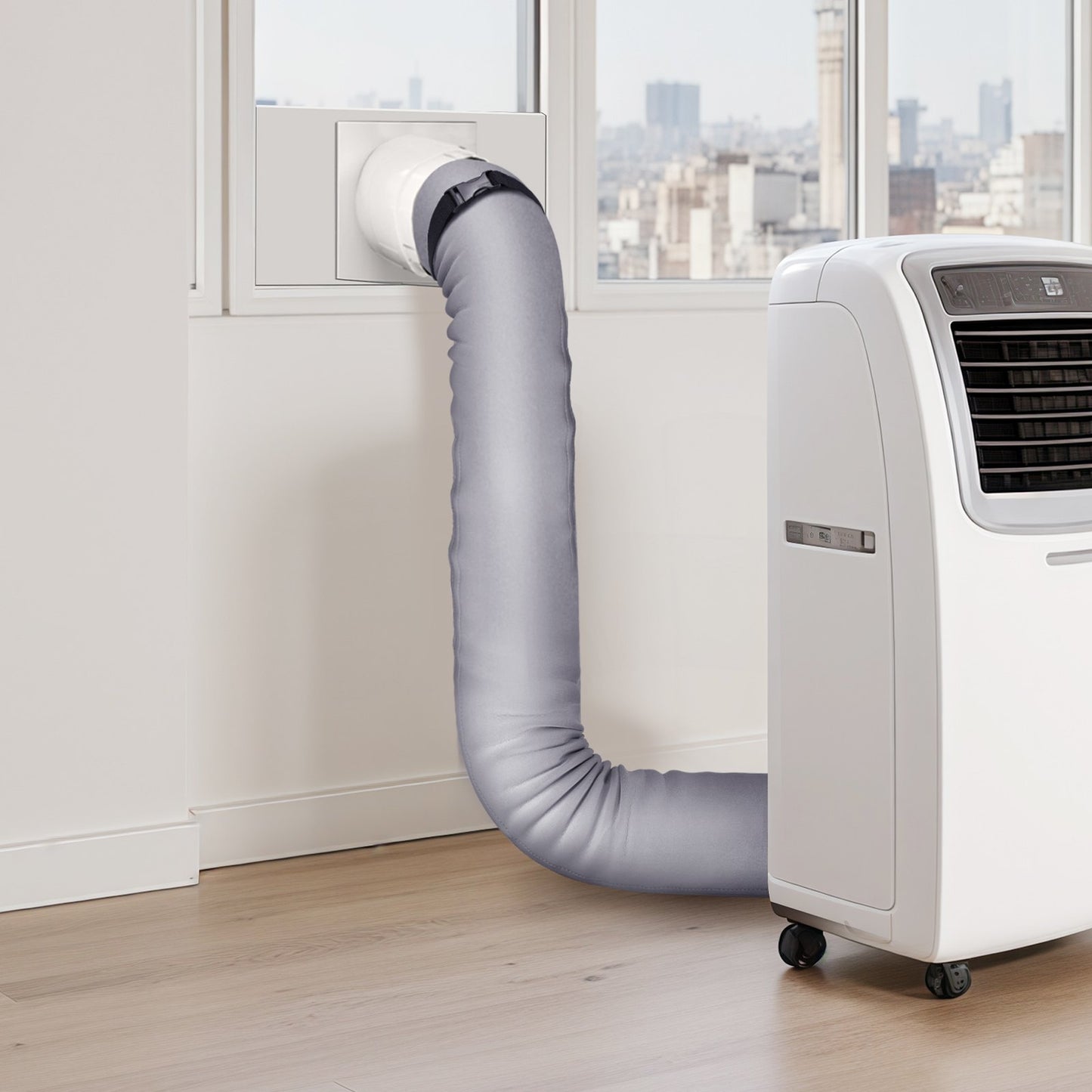 Air Conditioner Hose Cover Wrap, Portable AC Hose Duct Vent Cover Sleeve, Insulation Sleeve for 5 & 5.9" Diameter Exhaust Hoses Tube, Easy Installation with 2 Adjustable Buckle Straps, Gray