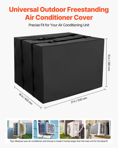 Air Conditioner Cover, 530 x 400 x 380 mm Ac Cover for Air Conditioning Unit, Double-Layer, Waterproof Polyester Fabric, Adjustable Shoulder Strap, Universal Size for Outdoor Outside
