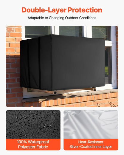 Air Conditioner Cover, 530 x 400 x 380 mm Ac Cover for Air Conditioning Unit, Double-Layer, Waterproof Polyester Fabric, Adjustable Shoulder Strap, Universal Size for Outdoor Outside