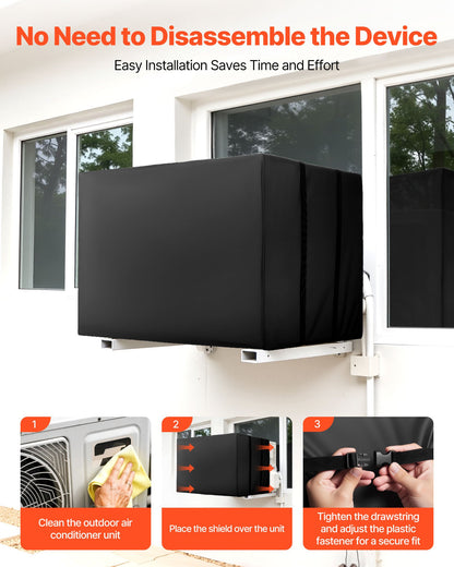 Air Conditioner Cover, 530 x 400 x 380 mm Ac Cover for Air Conditioning Unit, Double-Layer, Waterproof Polyester Fabric, Adjustable Shoulder Strap, Universal Size for Outdoor Outside