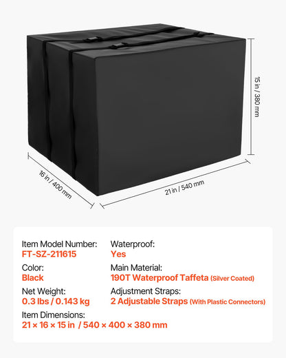 Air Conditioner Cover, 530 x 400 x 380 mm Ac Cover for Air Conditioning Unit, Double-Layer, Waterproof Polyester Fabric, Adjustable Shoulder Strap, Universal Size for Outdoor Outside