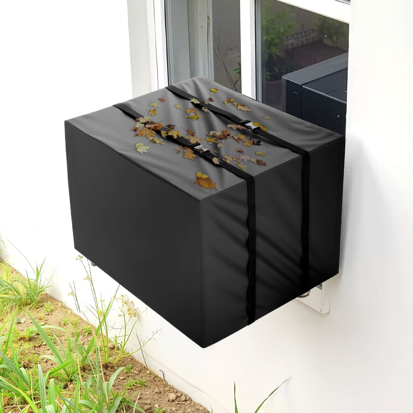 Air Conditioner Cover, 530 x 400 x 380 mm Ac Cover for Air Conditioning Unit, Double-Layer, Waterproof Polyester Fabric, Adjustable Shoulder Strap, Universal Size for Outdoor Outside