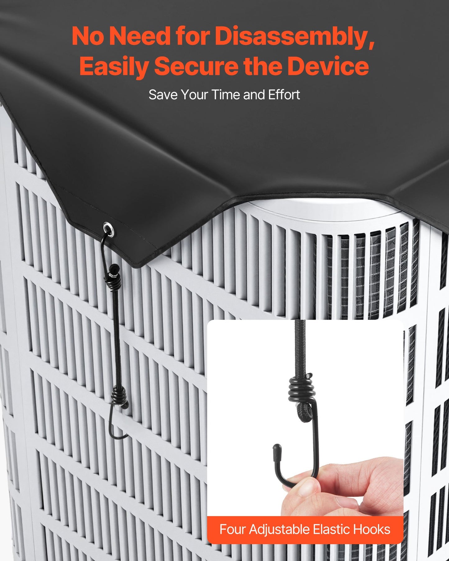 Air Conditioner Cover for Outside Units, 710 x 710 mm Central AC Cover for Air Conditioning Unit, Top Universal Mesh Defender Rainproof Easy Install for Outdoor Outside All Seasons, Black