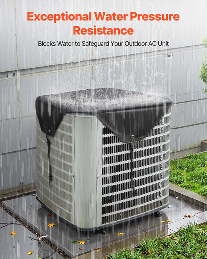 Air Conditioner Cover for Outside Units, 810 x 810 mm Central AC Cover for Air Conditioning Unit, Top Universal Mesh Defender Rainproof Easy Install for Outdoor Outside All Seasons, Black