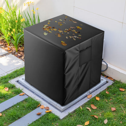 Air Conditioner Cover, 660 x 660 x 812 mm Ac Cover for Air Conditioning Unit, Three-Layer, Waterproof Polyester Fabric, Mesh Ventilation, Universal Defender for Outdoor Outside Ac Unit, Black