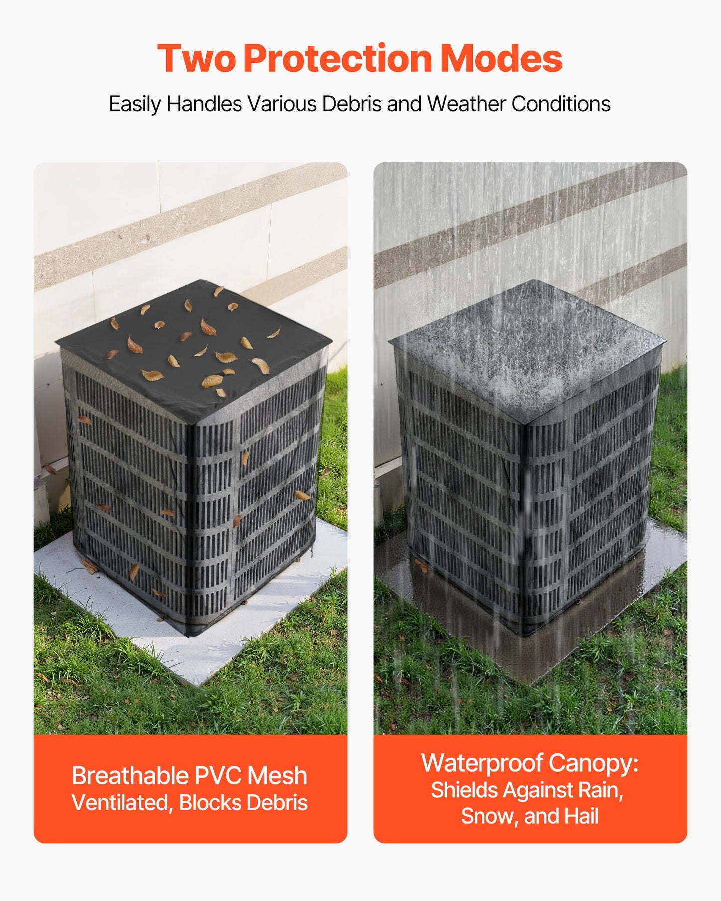 Air Conditioner Cover, 711 x 711 x 812 mm Ac Cover for Air Conditioning Unit, Dual-Layer, Detachable Canopy,Waterproof Polyester, Universal HVAC Protector for Outdoor Outside Ac Unit, Black