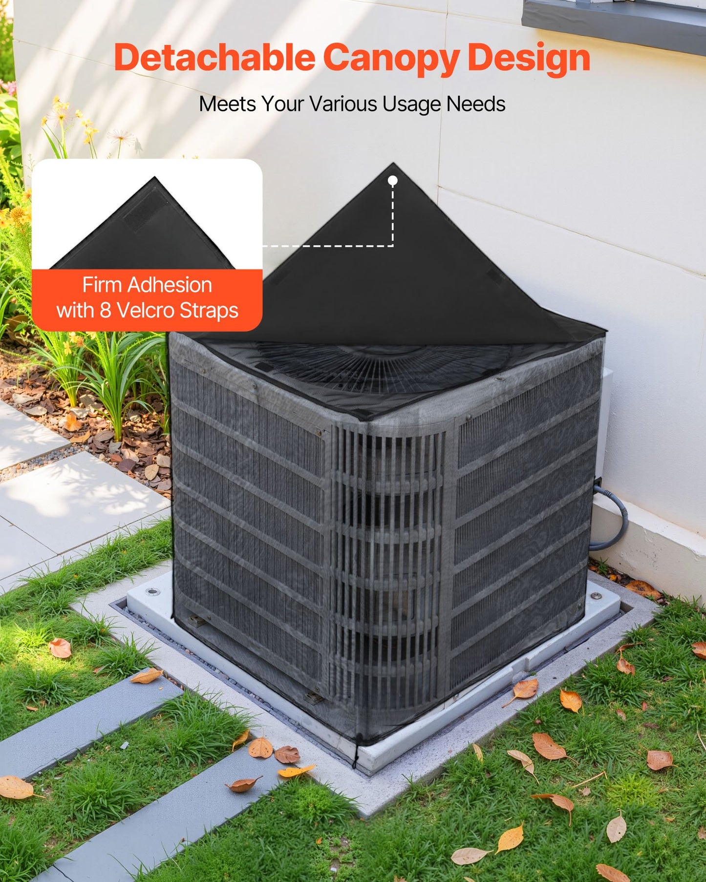Air Conditioner Cover, 812 x 812 x 914 mm Ac Cover for Air Conditioning Unit, Dual-Layer, Detachable Canopy,Waterproof Polyester, Universal HVAC Protector for Outdoor Outside Ac Unit, Black