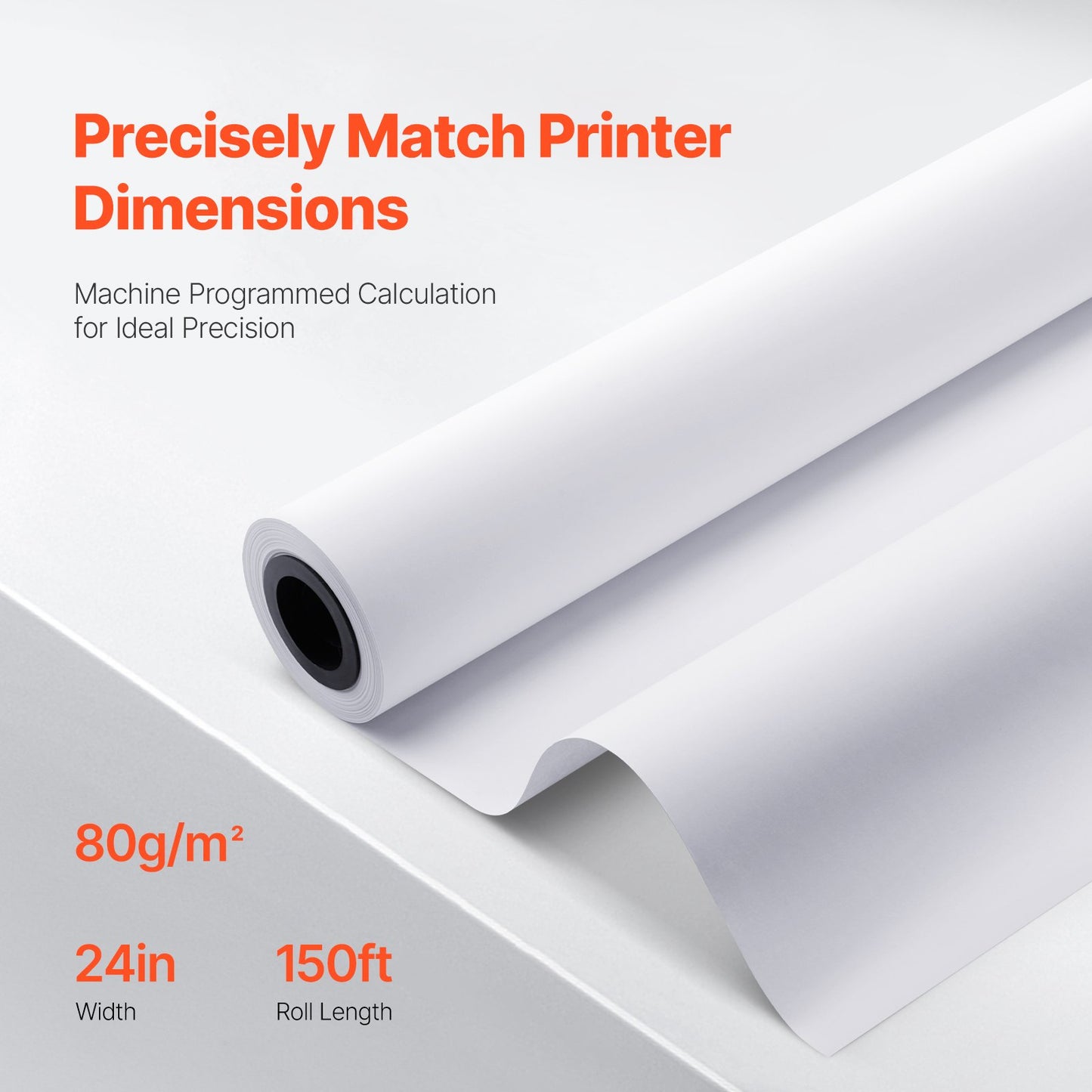 Wide Format Paper, 24 in x 150 ft Plotter Paper, 4 Rolls CAD Bond Rolls with 2 in Core, 20 LB Bond Paper Rolls, Idea for CAD Drawings, Engineering Plans, GIS Maps & Architectural Designs