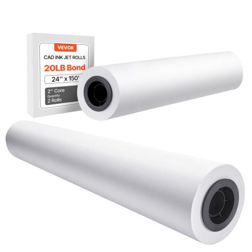 Wide Format Paper, 609.6 mm x 45.7 m Plotter Roll, 2 Rolls CAD Bond Rolls with 50.8 mm Core, 80 GSM Plotter Roll Rolls, for CAD Drawings, Engineering Plans, GIS Maps, and Architectural Designs