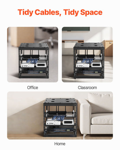 10HE Open-Frame-Netzwerkschrank, 585 mm Tiefe, Wand- oder Standmontage, robustes 4-Pfosten-System, mit belüfteten Regalböden und Montagematerial, bietet Platz für Ihre gesamte Netzwerk-, IT- und AV-Ausrüstung.