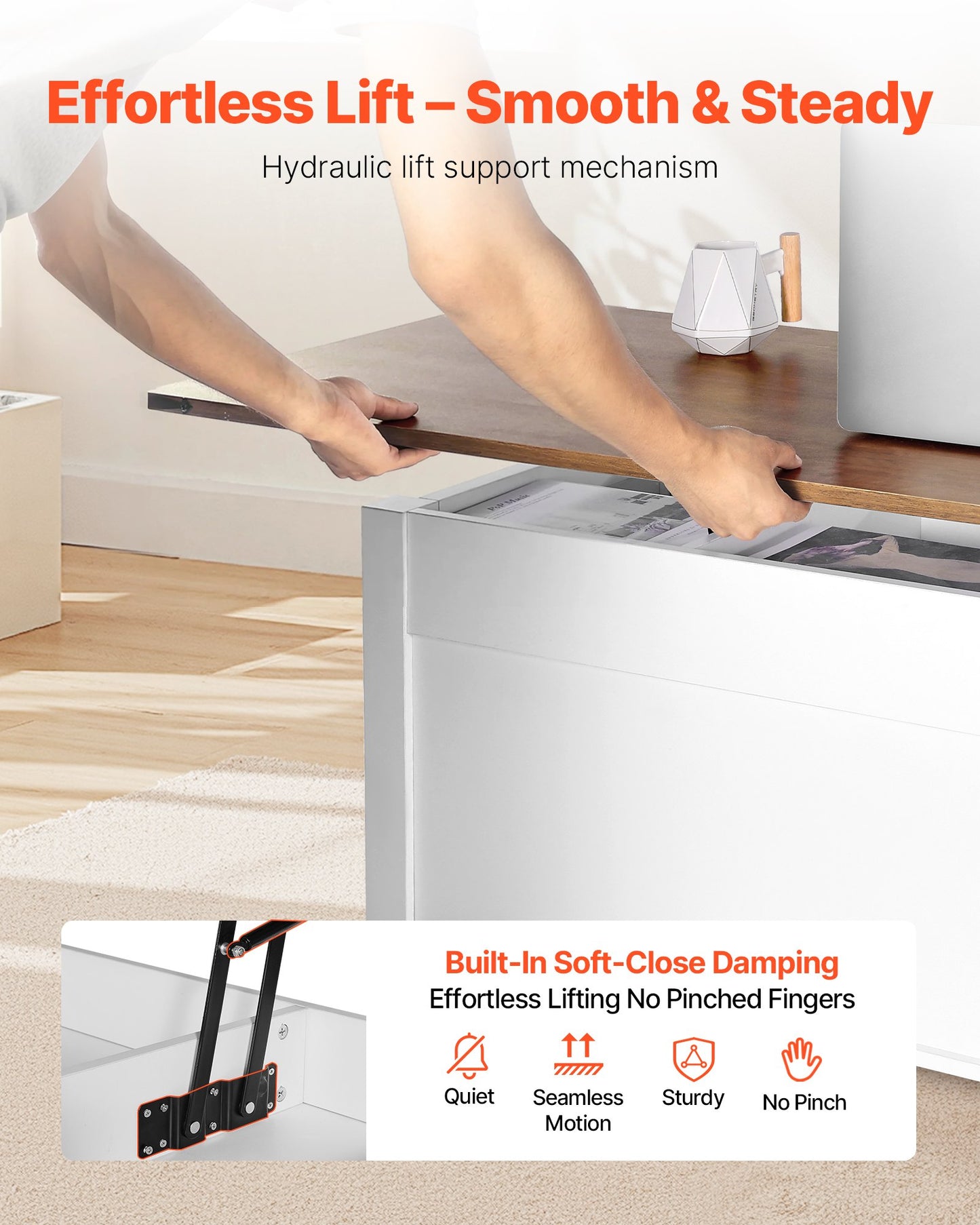 1200 mm Farmhouse Lift Top Coffee Table, Rustic Center Table with Barn Door and Hidden Storage Compartment, Modern Rectangle Lifting Tabletop for Living Room, Office, Home, Easy Assembly, White