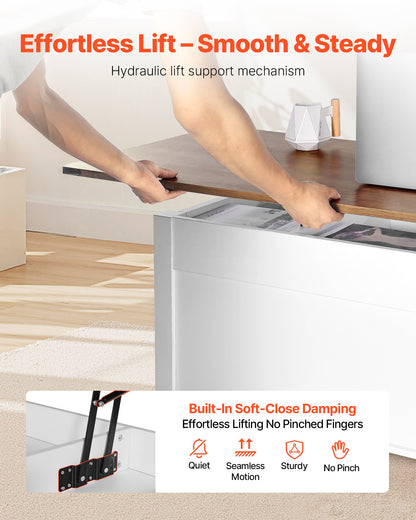 1200 mm Farmhouse Lift Top Coffee Table, Rustic Center Table with Barn Door and Hidden Storage Compartment, Modern Rectangle Lifting Tabletop for Living Room, Office, Home, Easy Assembly, White