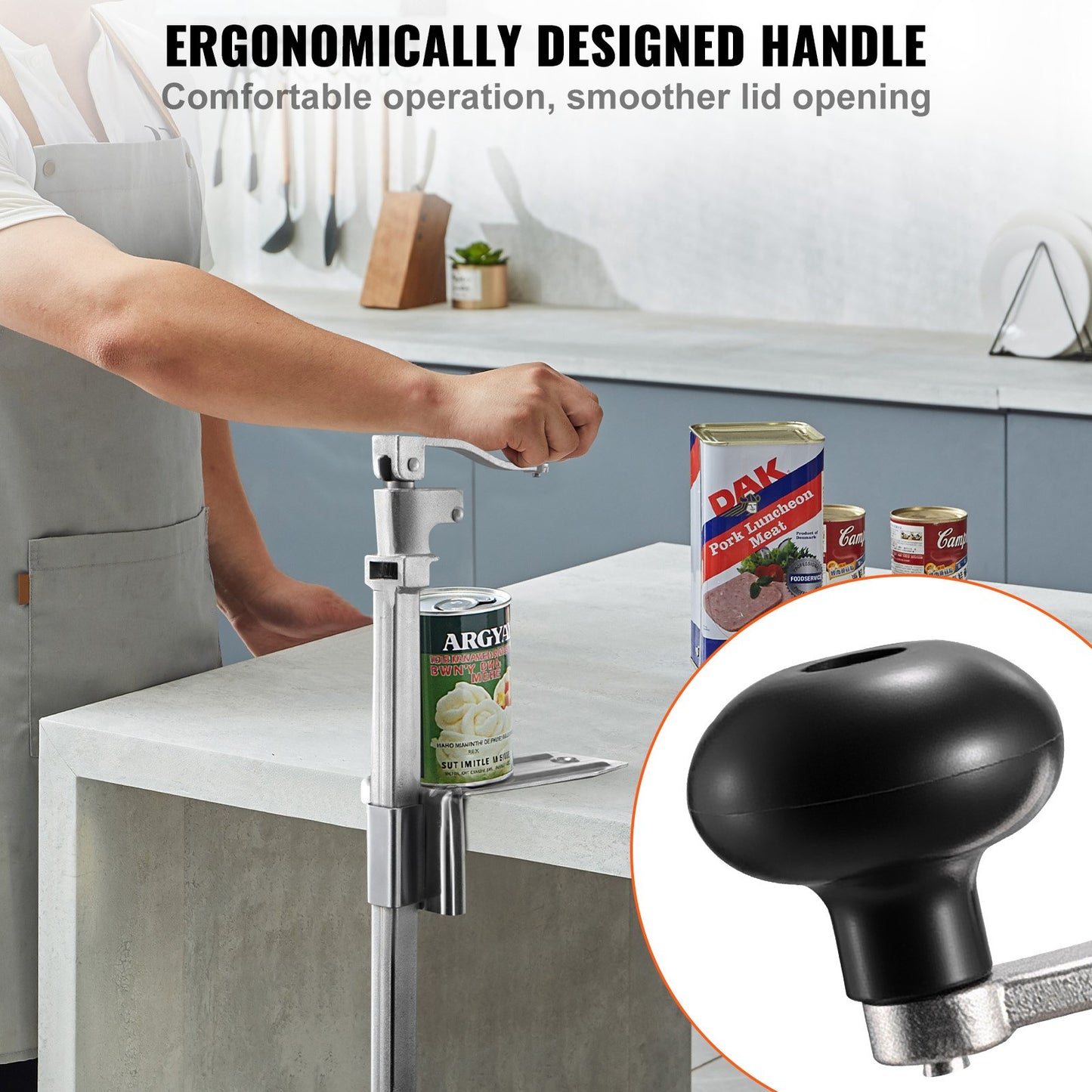Commercial Can Opener, Heavy-Duty Manual Tabletop Cans Opener for Cans Up to 400 mm Height, Height-Adjustable Professional Can Openers Fixed with Screws, for Restaurant, Hotel, and Food Store
