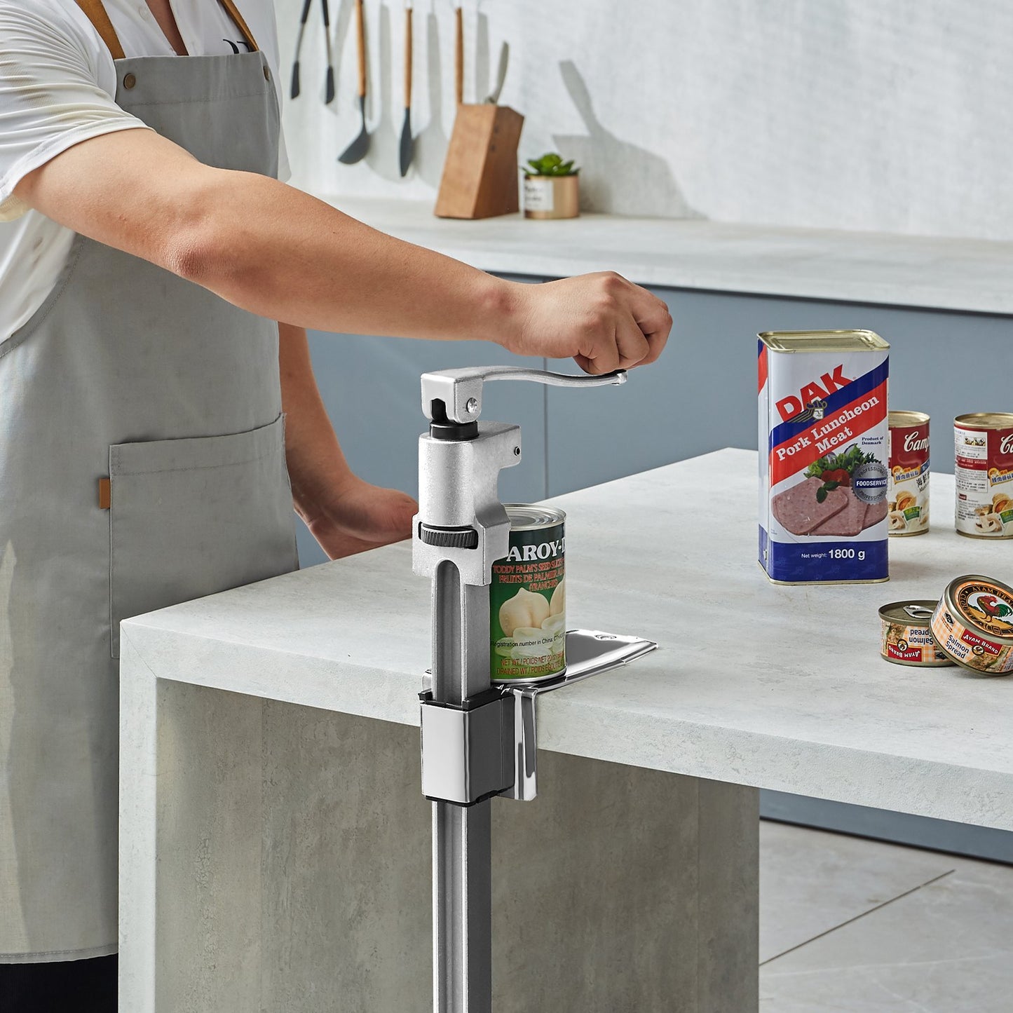 Manual Can Opener, Commercial Table Opener for Large Cans, Heavy Duty Can Opener with Base, Adjustable Height Industrial Jar Opener For Cans Up to 15.7" Tall, for Restaurant Hotel Home Bar