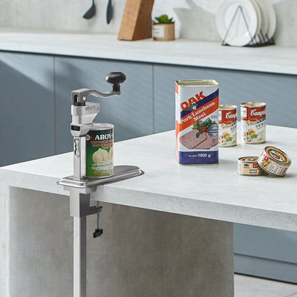 Gewerblicher Dosenöffner, robuster manueller Tischdosenöffner für Dosen bis 300 mm Höhe, höhenverstellbar, mit Schrauben und Tischklemme befestigt, für Restaurants, Hotels und Lebensmittelgeschäfte