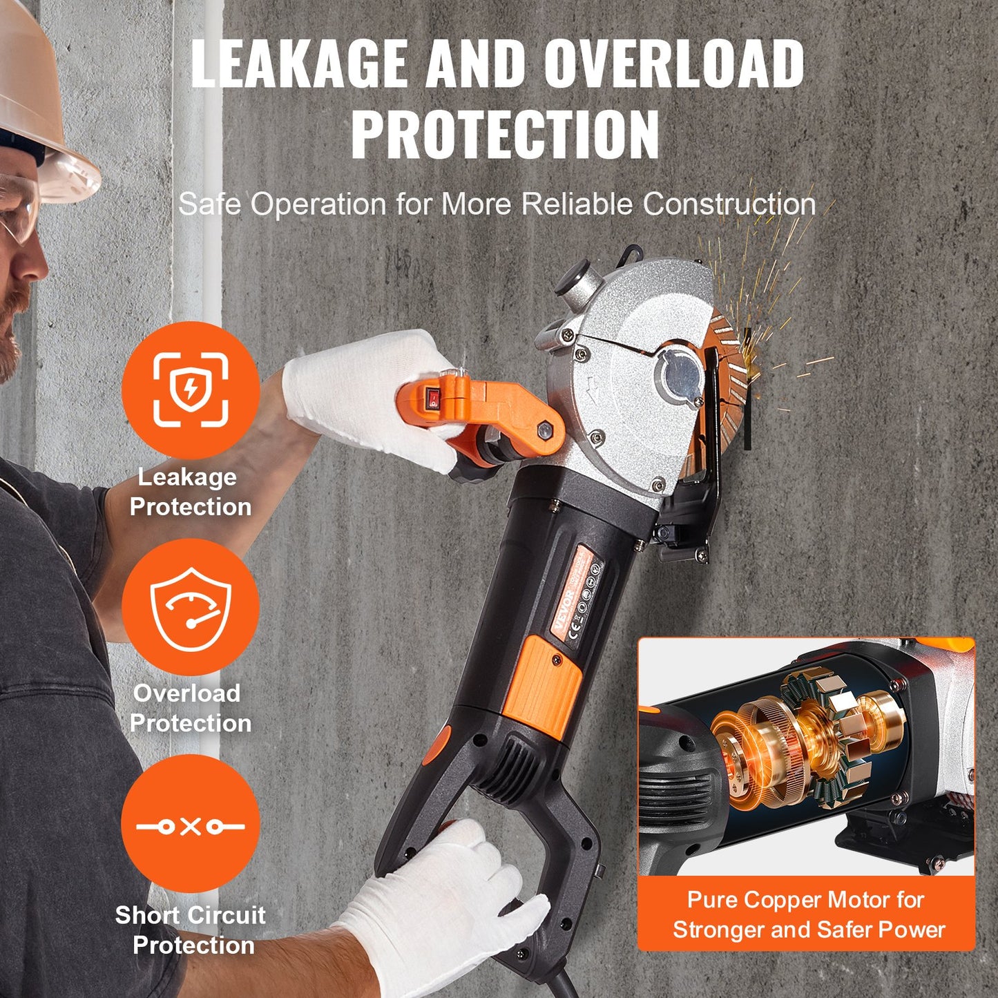 Elektrische Wandnutfräse, Wandnutfräsmaschine 133 mm, Nutfrästiefe 42 mm, Wandnutfräsmaschine 2500 W, Wandfräsmaschine mit Wasserpumpe