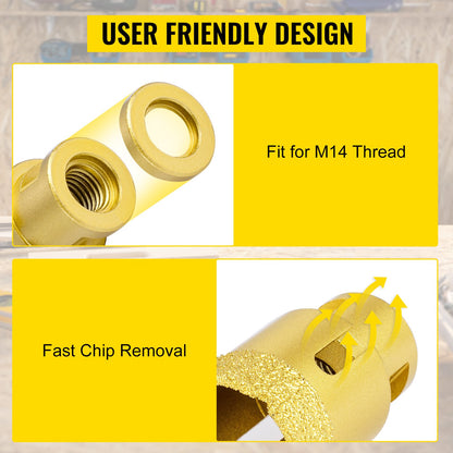 Diamant-Lochsägen-Set, 6-teilig, mit Diamantbohrern von 20 mm bis 68 mm für Keramikfliesen und Marmor