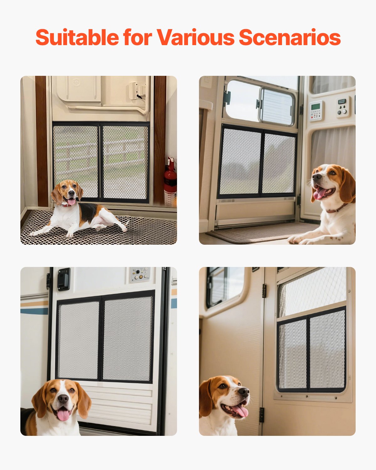 RV Screen Door Protector, 622.3 x 508 mm Door Grille, Easy to Install and Disassemble, Reinforced Breathable Protective Mesh, Aluminum Alloy Camper RV Entry Protector for Pet Protection, Black