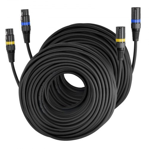 XLR-Kabel, 30,48 m, 2er-Pack, geschirmtes, symmetrisches DMX-Mikrofonkabel (Stecker auf Buchse), vergoldetes 3-poliges XLR-Mikrofon-/Lautsprecherkabel, für Bühnenbeleuchtung, Mikrofone, Verstärker, Mischpulte und Lautsprechersysteme