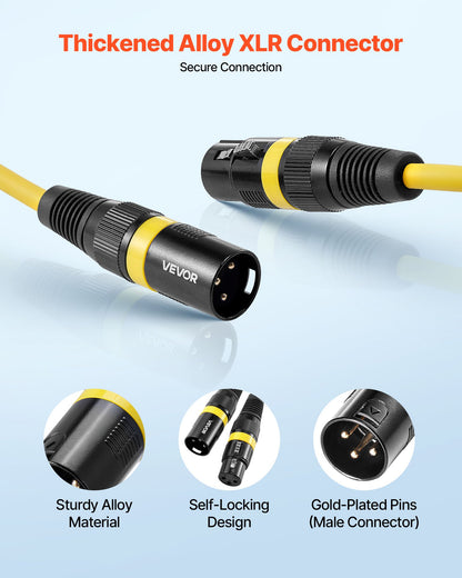 XLR-Kabel 6,1 m, 6er-Pack, geschirmte, symmetrische DMX-Mikrofonkabel (Stecker auf Buchse), vergoldete 3-polige XLR-Mikrofon- und Lautsprecherkabel, für Bühnenbeleuchtung, Mikrofone, Verstärker, Mischpulte und Lautsprechersysteme