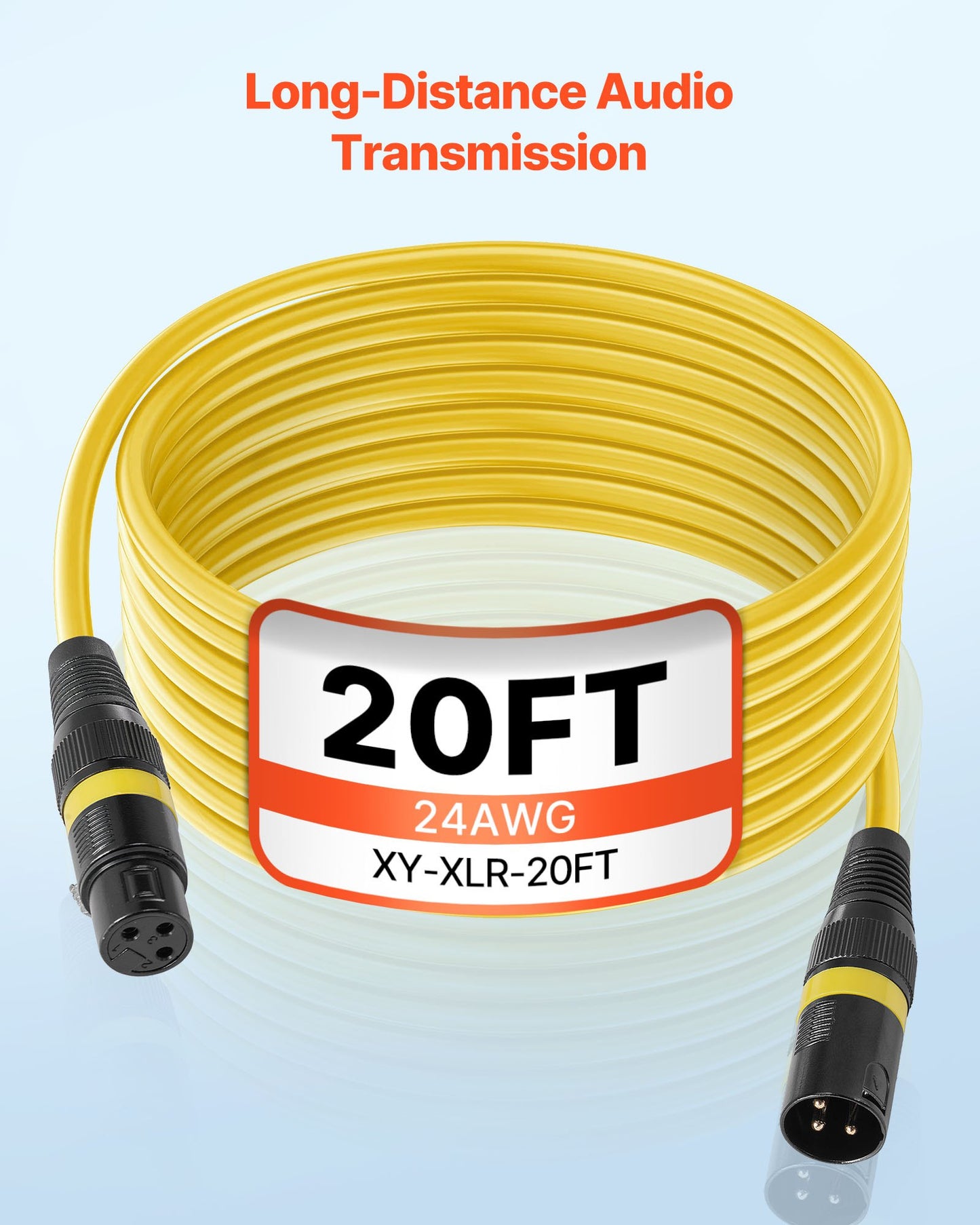 XLR-Kabel 6,1 m, 6er-Pack, geschirmte, symmetrische DMX-Mikrofonkabel (Stecker auf Buchse), vergoldete 3-polige XLR-Mikrofon- und Lautsprecherkabel, für Bühnenbeleuchtung, Mikrofone, Verstärker, Mischpulte und Lautsprechersysteme
