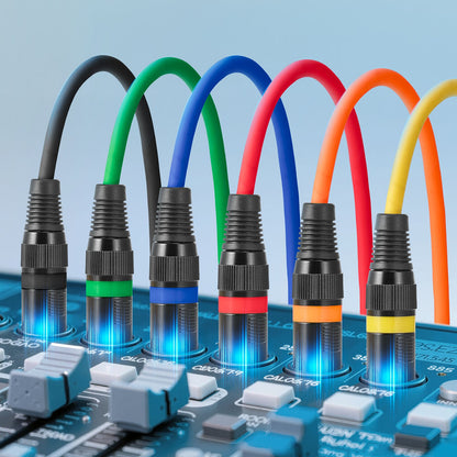 XLR-Kabel 6,1 m, 6er-Pack, geschirmte, symmetrische DMX-Mikrofonkabel (Stecker auf Buchse), vergoldete 3-polige XLR-Mikrofon- und Lautsprecherkabel, für Bühnenbeleuchtung, Mikrofone, Verstärker, Mischpulte und Lautsprechersysteme