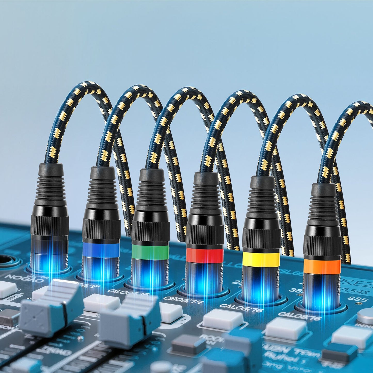 XLR-Kabel, 7,62 m, 6er-Pack, geschirmte, symmetrische DMX-Mikrofonkabel (Stecker auf Buchse), vergoldete 3-polige XLR-Mikrofon- und Lautsprecherkabel, für Bühnenbeleuchtung, Mikrofone, Verstärker, Mischpulte und Lautsprechersysteme