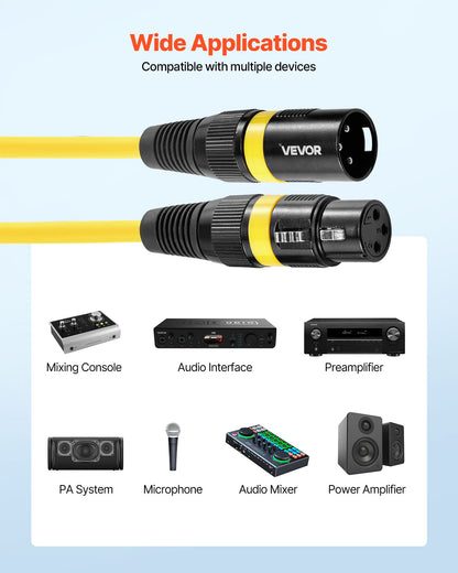 XLR-Kabel, 1 m, 10er-Pack, geschirmte, symmetrische DMX-Mikrofonkabel (Stecker auf Buchse), vergoldete 3-polige XLR-Mikrofon- und Lautsprecherkabel für Bühnenbeleuchtung, Mikrofone, Verstärker, Mischpulte und Lautsprechersysteme