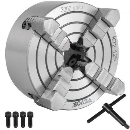 K72-125 5-Zoll-Drehfutter, unabhängig, reversibel, 125 mm, Zubehör für Mini-Drehmaschinen, 4-Backen-Drehfutter