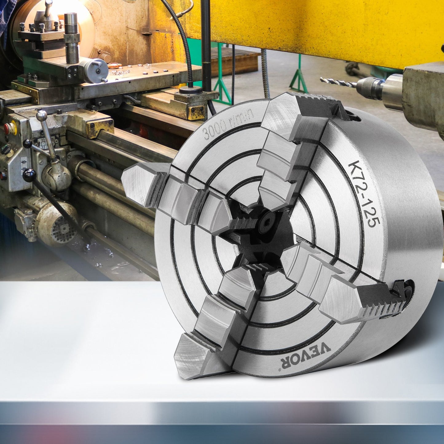 K72-125 5-Zoll-Drehfutter, unabhängig, reversibel, 125 mm, Zubehör für Mini-Drehmaschinen, 4-Backen-Drehfutter