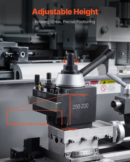 Schnellwechsel-Werkzeughalter-Set, 8-teilig, inklusive Drehmeißelhalter, Keil-Werkzeughalter mit Zubehör für Drehmeißelhalter, für Mini- und Metalldrehmaschinen mit 254–381 mm (10–15 Zoll) Drehdurchmesser, aus robustem Stahl