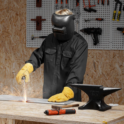 Flame-Resistant Welding Jacket - XL Size, 7oz. FR Cotton Welding Jacket, Machine Washable Heat-Resistant Safety Jacket with Collar, Adjustable Cuffs & Pockets, Meet ATPV 9.2 Cal/cm² Arc Rating