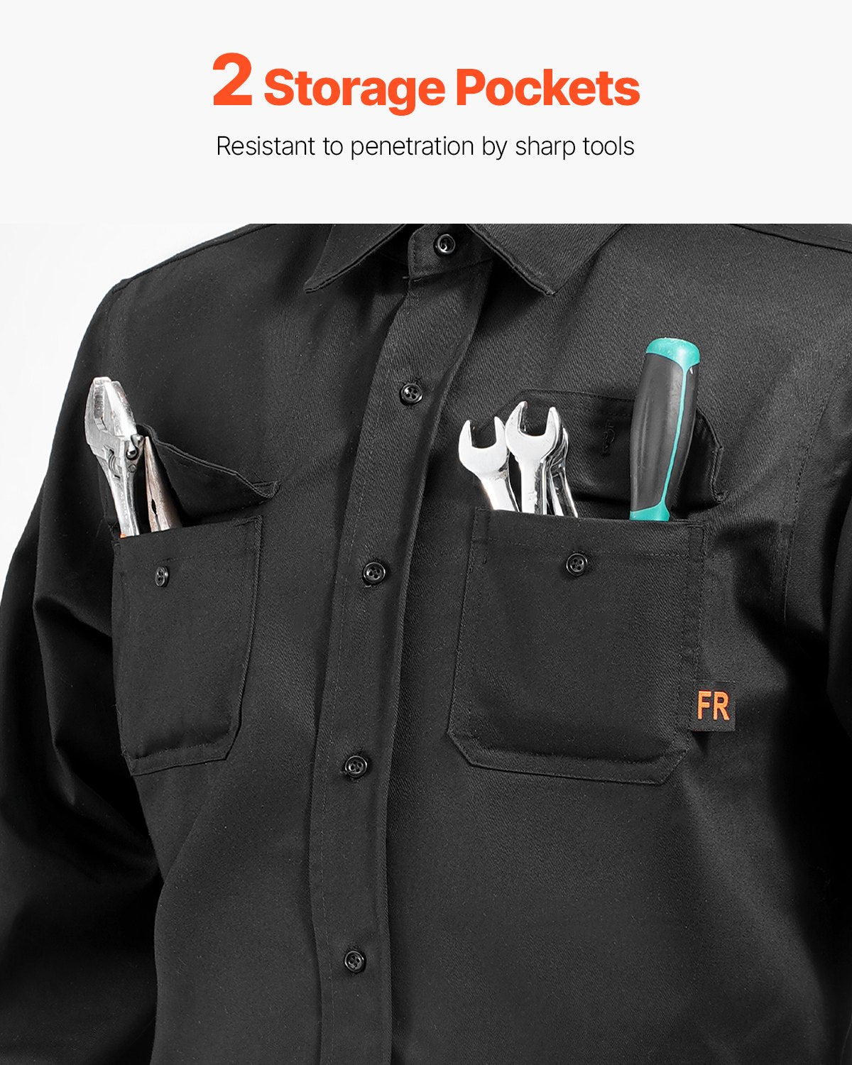 Flame-Resistant Welding Jacket - M Size, 7oz. FR Cotton Welding Jacket, Machine Washable Heat-Resistant Safety Jacket with Collar, Adjustable Cuffs & 2 Pockets, Meet ATPV 9.2 Cal/cm² Arc Rating